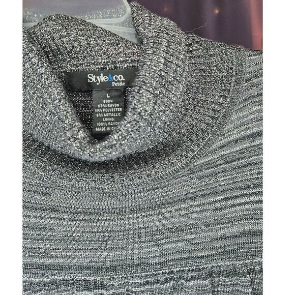 Style & Co., Black, Silver, Top, Size: L - Picture 4 of 4